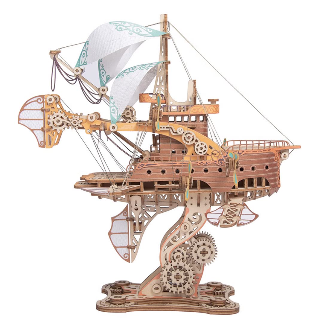 Keetopteep 3D Wooden Puzzles for Adults, DIY Fantasy Spaceship Wooden Puzzle Model Building Kits, 420pcs 3D Puzzles Model Educational Brain Teaser DIY