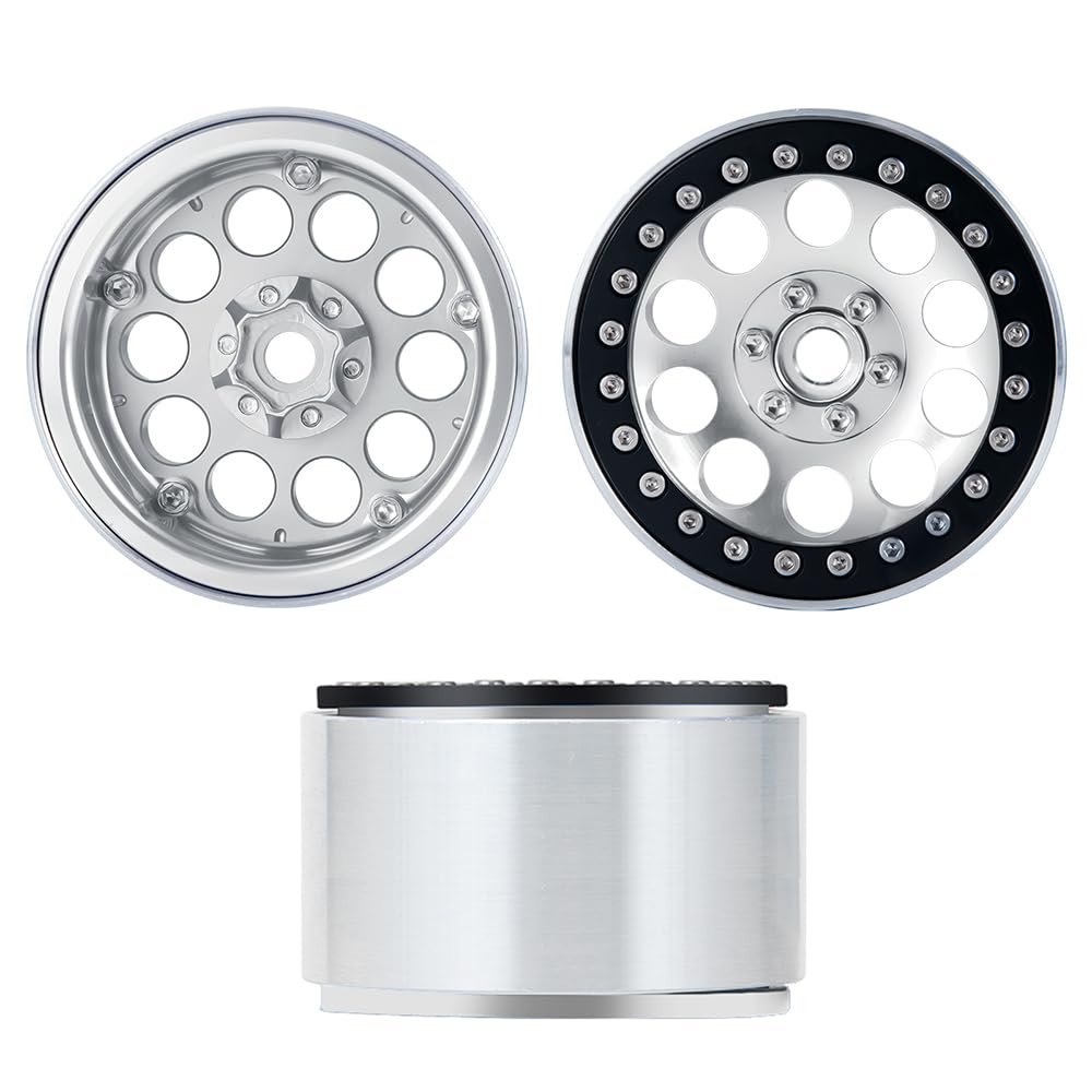 RCLIONS Aluminum 2.2" Beadlock Wheels Rims 35mm for Axial Wraith SCX10 TRX4