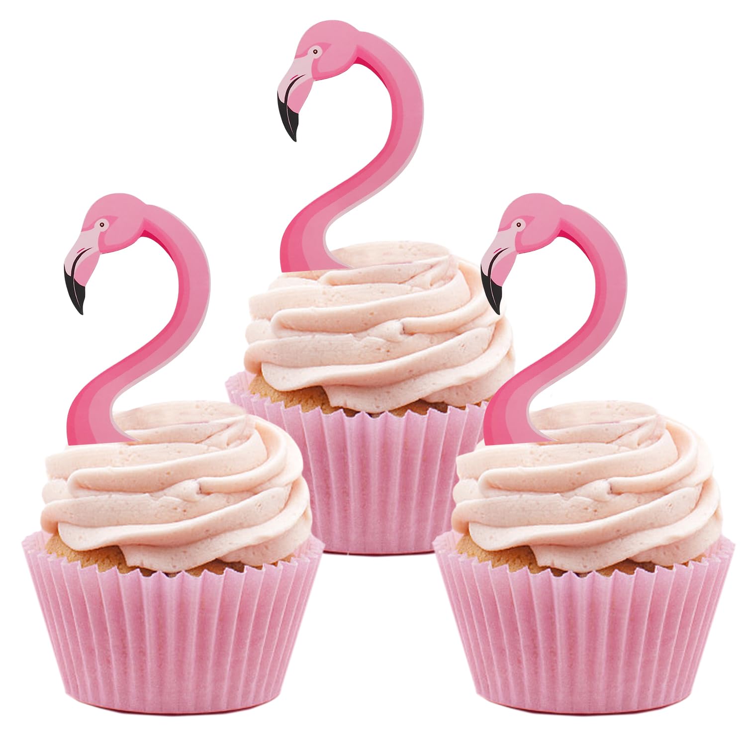 24Pcs Flamingo Cupcake Toppers, Tropical Cake Toppers