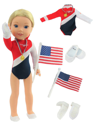 American Fashion World Gymnastics Set for 14-Inch Dolls | 5 Piece Set | Premium Quality & Trendy Design