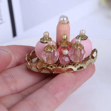 1Pc Pink 1/12 Miniature Perfume Tray Dollhouse Decoration Accessories, Dollhouses Accessories?Dollhouse Decor?Miniature Dollhouse DIY Accessorie