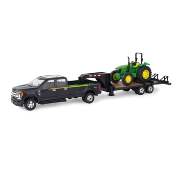ERTL Ford F350 Pickup and Tractor Toy Set - 1:32 Scale - Includes John Deere Tractor Toy, Ford F350 Pickup Truck Toy and Gooseneck Trailer - 17.25 x
