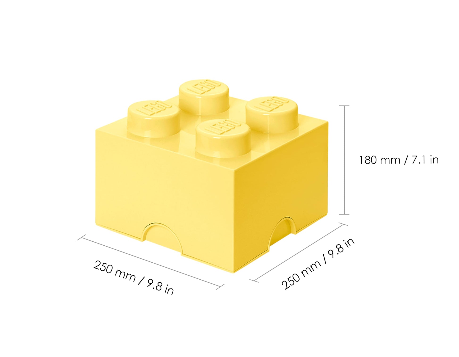 LEGO Storage Brick 4 - studs Cool Yellow - Stackable Plastic Storage Box with Lid for Kids and Adults Ideal Desk Organizer and Toy Box - 5.6L Capacity