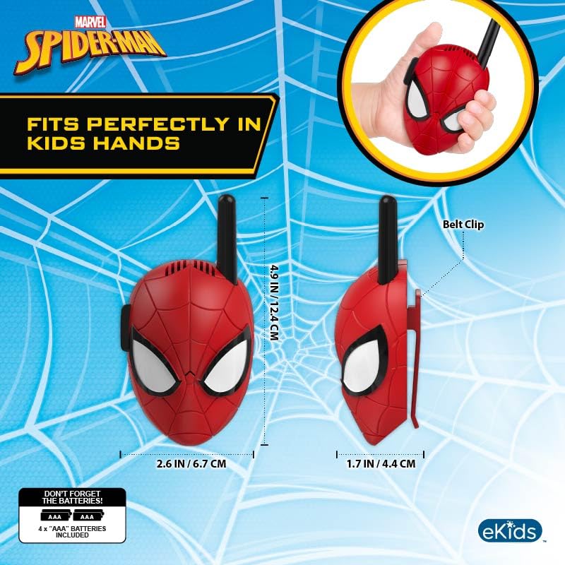 eKids Spiderman Walkie Talkies for Kids, Static Free Indoor and Outdoor Toys for Kids (Spiderman)