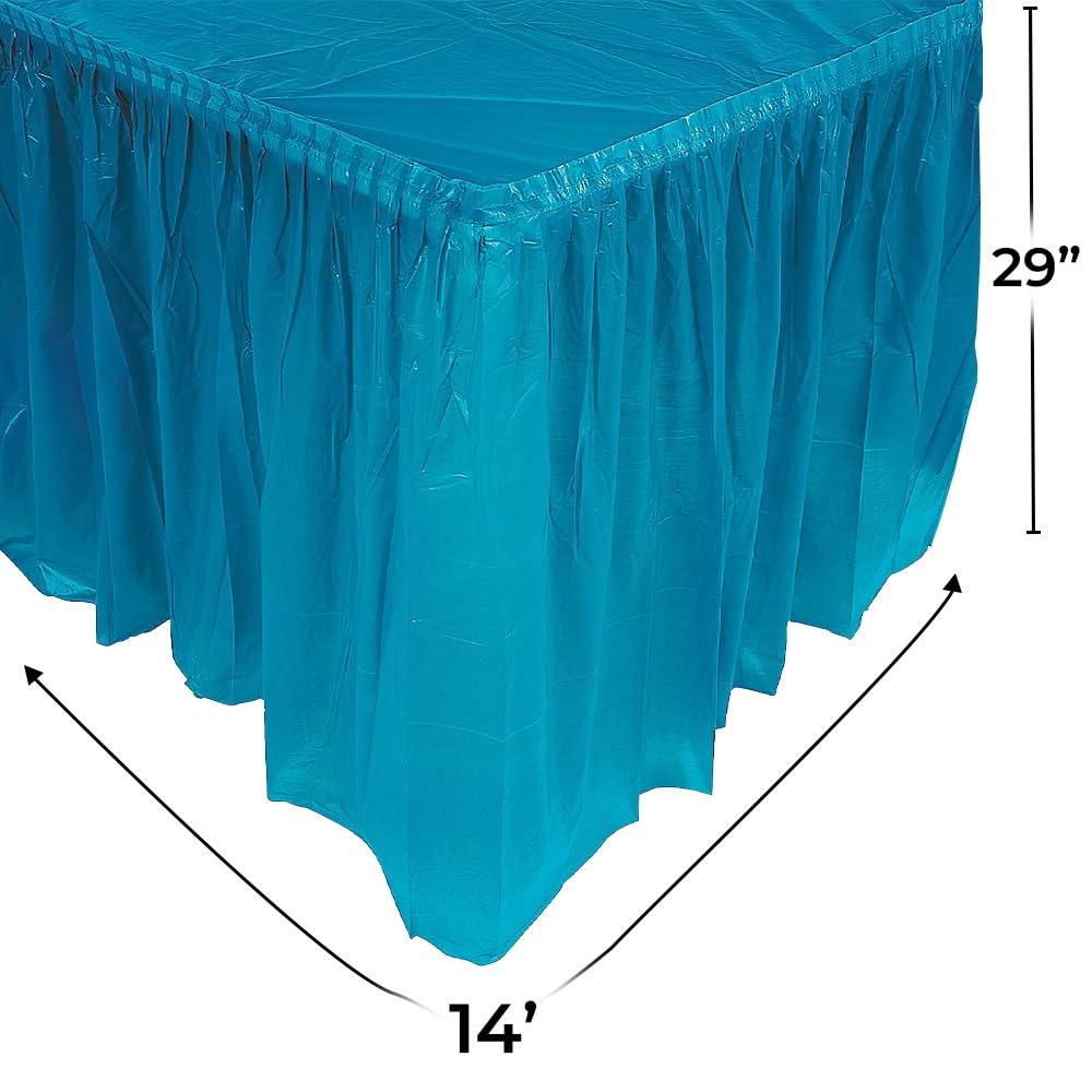 TURQUOISE PLASTIC TABLESKIRT - Party Supplies - 1 Piece