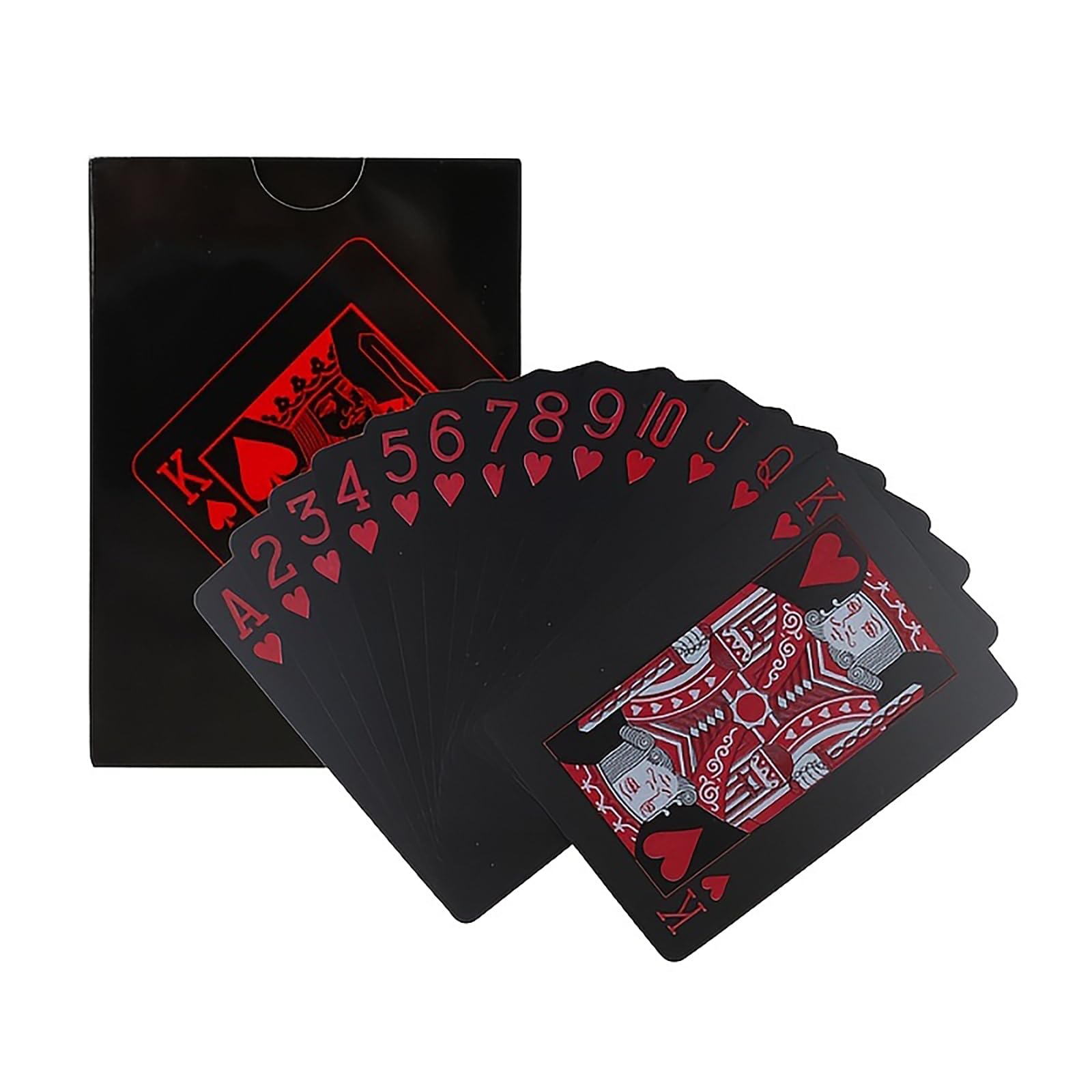 zeamas 1pc Waterproof Plastic Poker Playing Cards PET Table Games Halloween/Thanksgiving Day (Red x Silver)