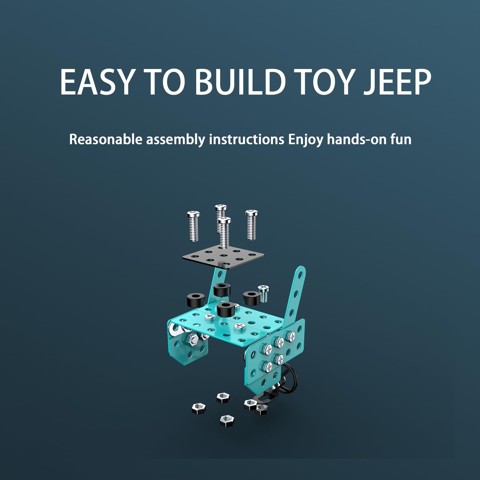 Jansfuren Car Model Building Toys STEM Erector Set for Back to School Assembly Metal Jeep, Building Car DIY Interactive Construction Toy for Kids