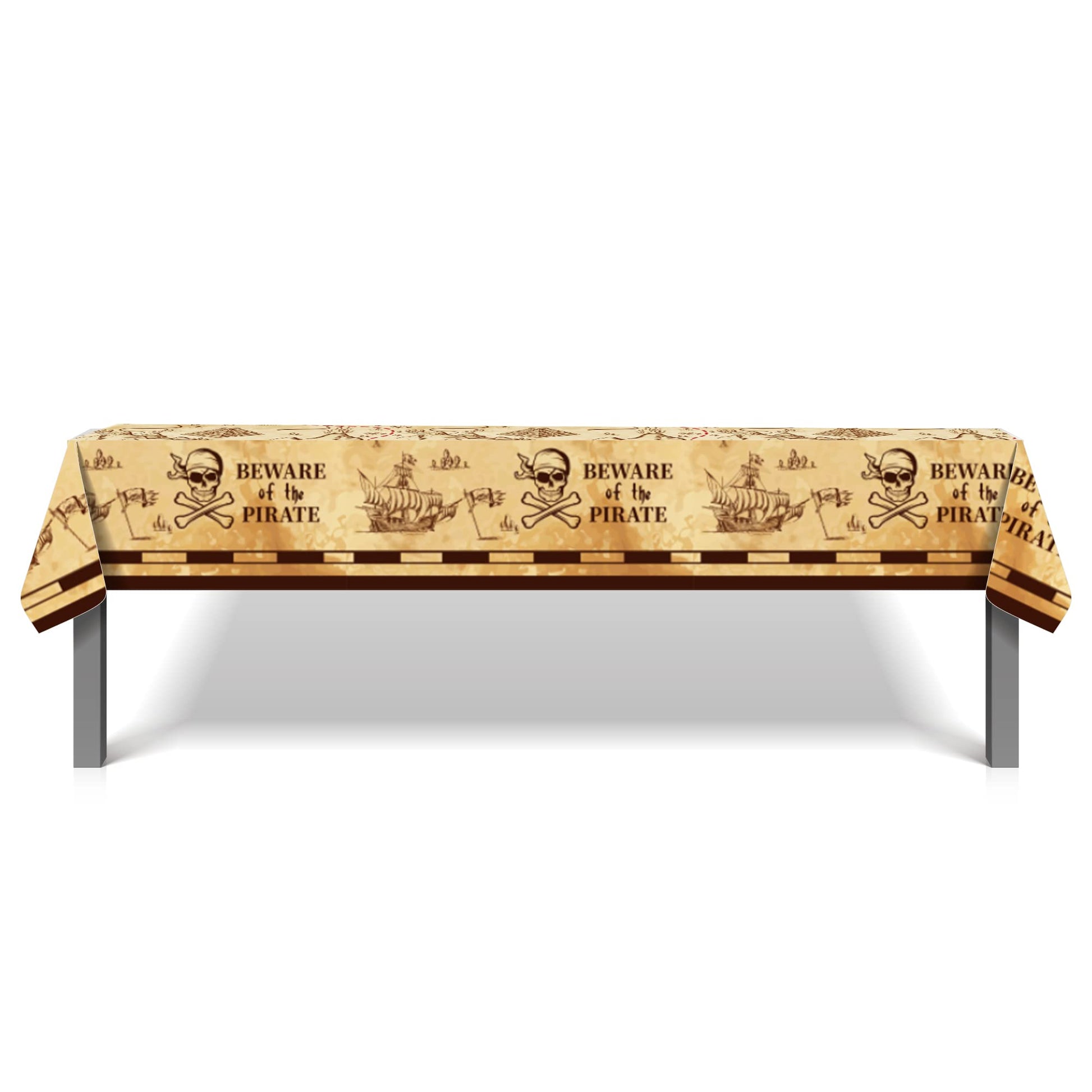 2 Pcs Pirate Party Tablecloth, Disposable Plastic Vintage Treasure Map Tablecover Waterproof Rectangular Treasure Tablecloth for Kids Pirate Themed