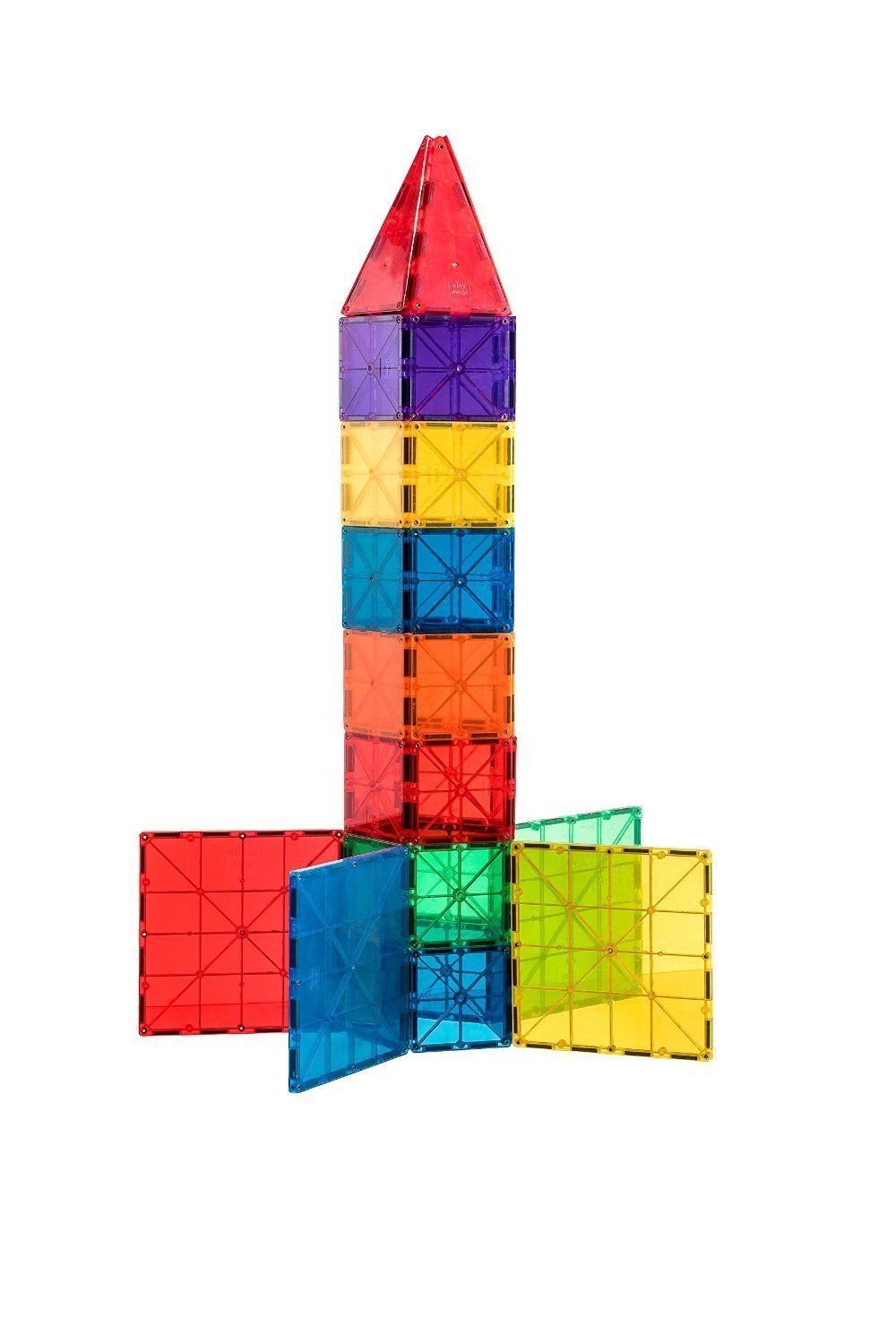 Mag Genius Award Winning Building Tiles Clear Colours 3D Brain Building Blocks, Set of 140 Pieces in Storage Bin