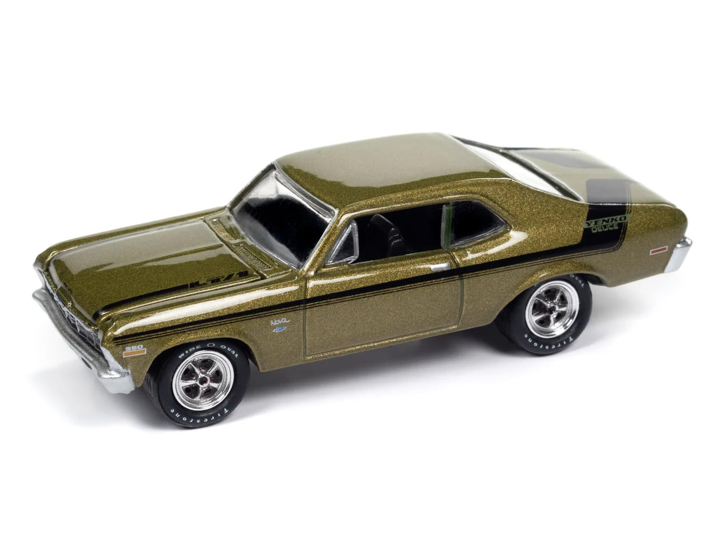 Johnny Lightning 1970 Nova Yenko Deuce Citrus Green Metallic with Black Stripes Muscle Cars USA Series 1/64 Diecast Model Car JLMC034-JLSP383B