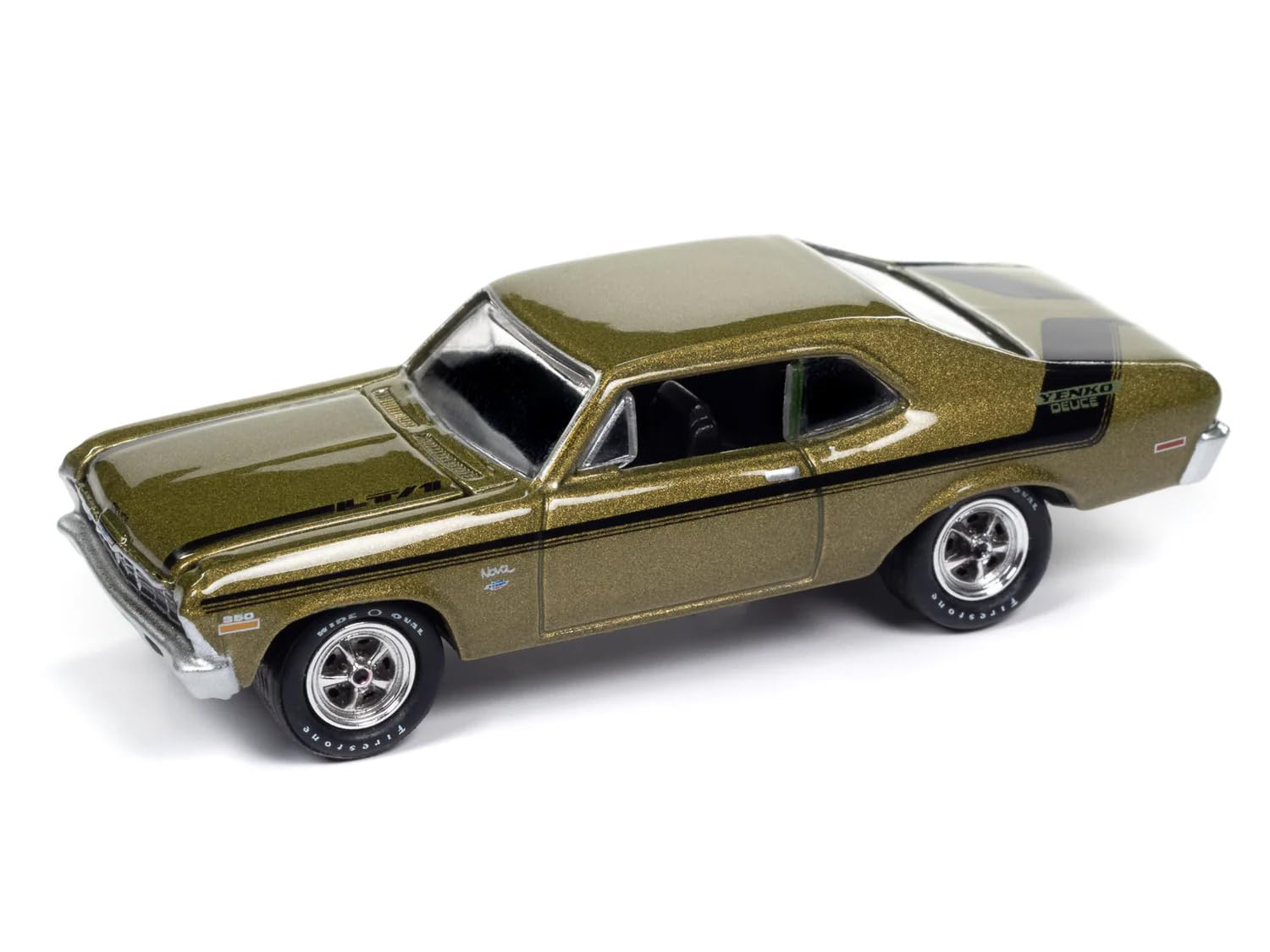Johnny Lightning 1970 Nova Yenko Deuce Citrus Green Metallic with Black Stripes Muscle Cars USA Series 1/64 Diecast Model Car JLMC034-JLSP383B