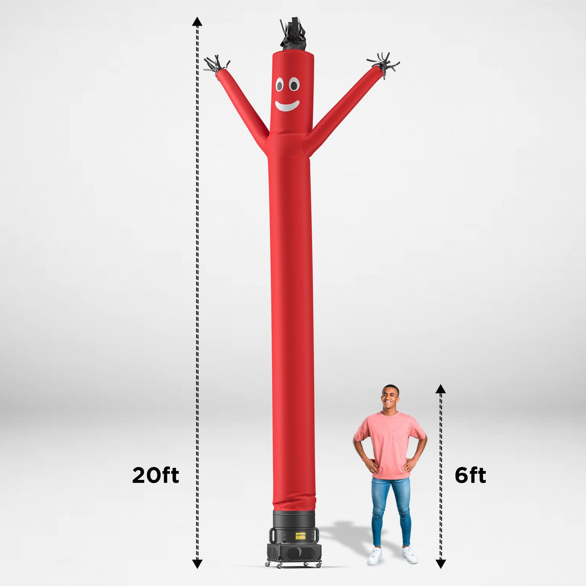 LookOurWay Air Dancers Inflatable Tube Man Set - 20 Feet Tall Wacky Waving Inflatable Dancing Tube Guy with 1 HP Blower for Business Promotion - Red