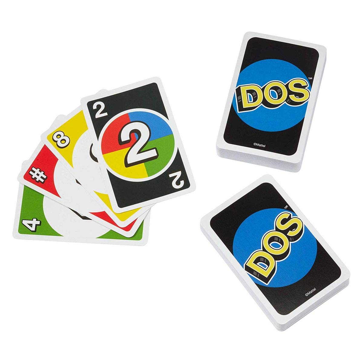Mattel Games DOS Family Card Game, From the Makers of UNO, with 108 Cards, Makes a Great Game for 7 Year Olds and Up