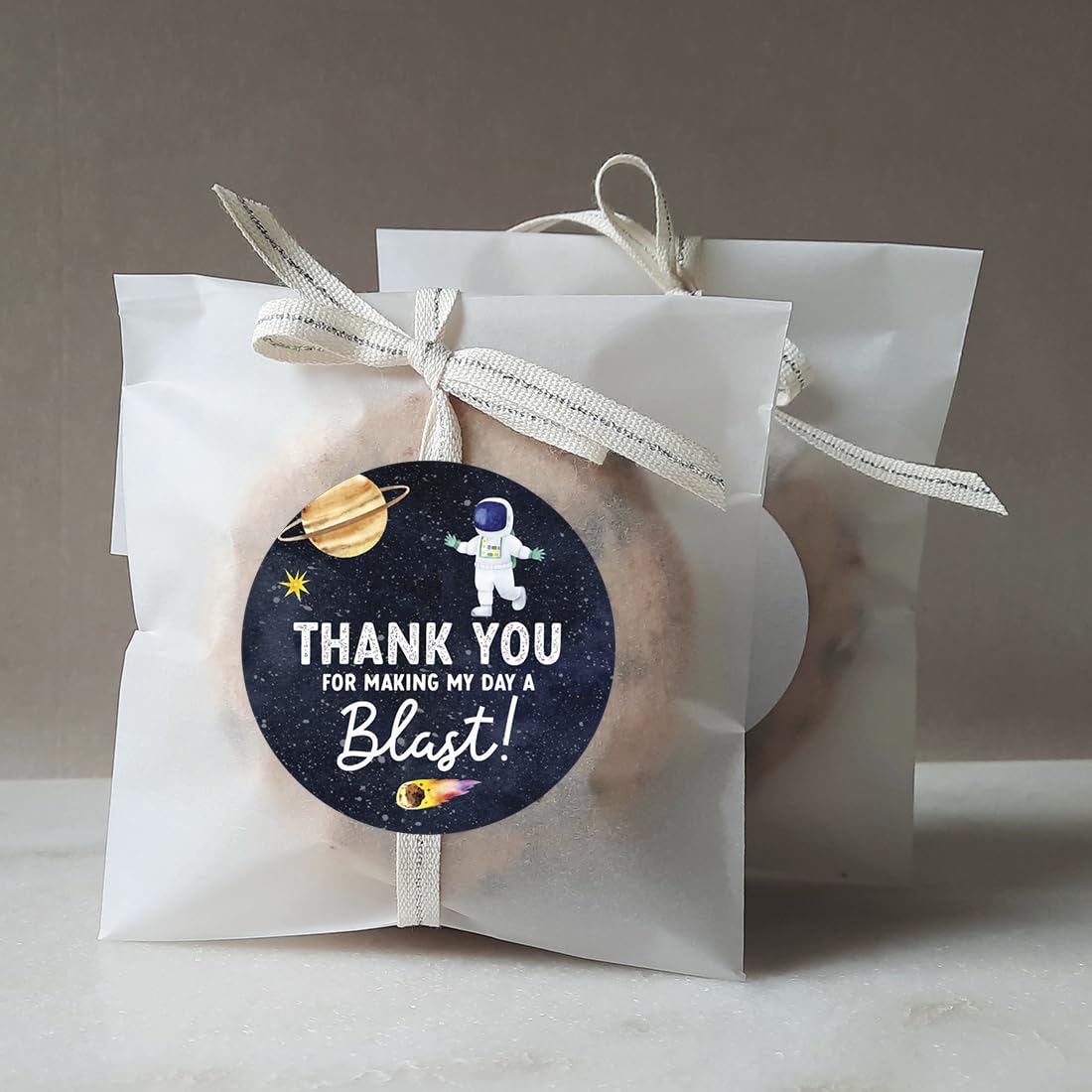 Andaz Press Kids Party Favor Thank You for Making My Day A Blast Stickers, 80-Pack 2-Inch Round Outer Space Birthday Stickers for Kids, Boys & Girls