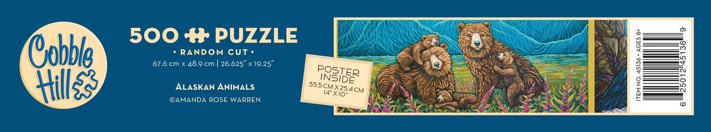 Cobble Hill 500 Piece Puzzle - Alaskan Animals - Sample Poster Included