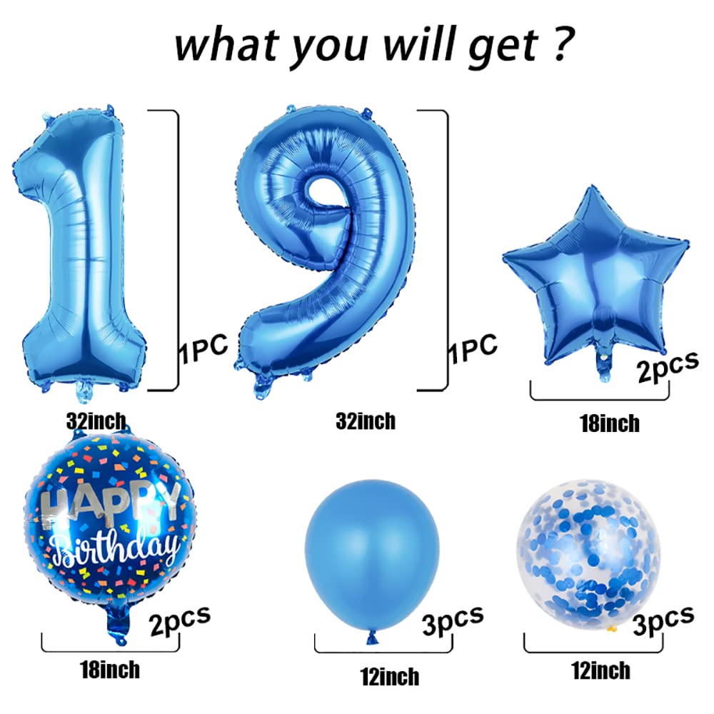 Balloons,11 pcs Foil Balloons 19 Year Old for 19th Birthday Party Supplies Decoration?Confetti Balloon Kids Party Balloons Birthday Party Supplies 19