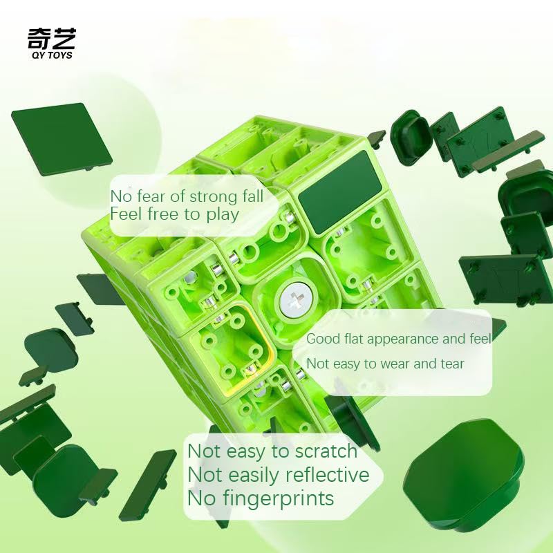 QY Toys Magnetic Mirror Cube 3x3x3, M Green, No Stickers, Magnetic Mirror Speed Cube with Enhanced Play (Magnetic Green)
