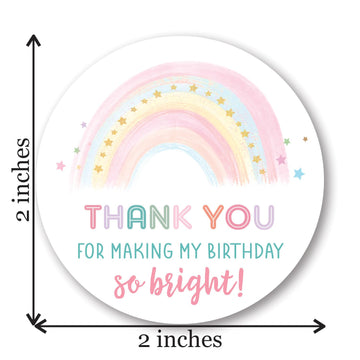 Pastel Rainbow Thank You Favor Stickers - 2"" Round - Set of 40