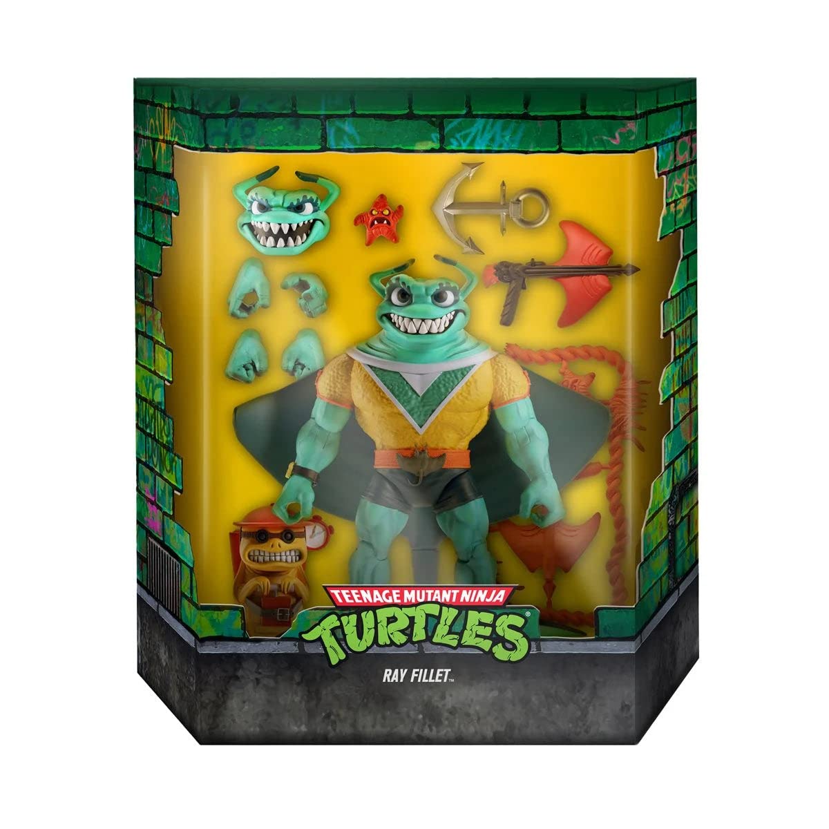 Super7 ULTIMATES! Teenage Mutant Ninja Turtles Ray Fillet - 7" TMNT Action Figure with Accessories Classic Cartoon Collectibles and Retro Toys