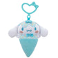 Hello Kitty and Friends 4-Pack Ice Cream Clip-On Plush Featuring Hello Kitty, Kuromi, My Melody, and Cinnamoroll with Unique Bow Clips