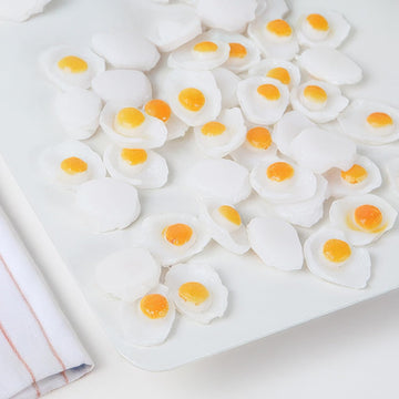 Miniature Fried Eggs Set (10 Pack) | 1:12 Scale Dollhouse Kitchen Food Accessories | Realistic Dollhouse Miniatures, Non-Edible