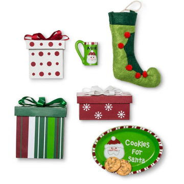 THE QUEEN'S TREASURES 18 Inch Doll Accessories, Christmas Play Set Includes 3 Gift Boxes, Stocking, Platter, Mug & Cookies for Santa. Compatible