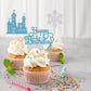 Qertesl Frozen Castle Birthday Cake Topper,3Pcs Winter Wonderland Themed