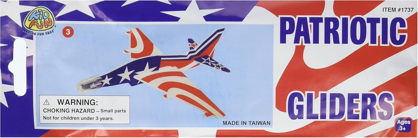 Lot Of 12 Assorted Patriotic Theme Holographic Plane Glider Toys