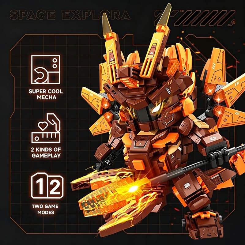 kececo Horse-Shaped Building Block Toy, Dual-Form Transformation Design, Mecha Robot Construction Playset, 573 Pieces