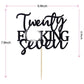 Twenty Seven Cake Topper - Happy 27th Birthday Cake Decor - Cheers to 27 Years Birthday Party Decorations Supplies, Black Glitter