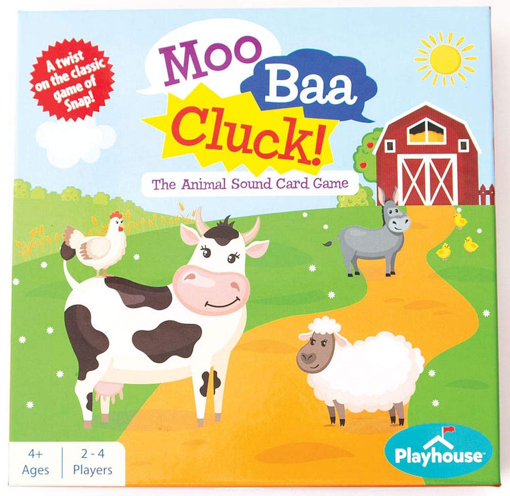 Playhouse Moo Baa Cluck! Animal Sound Preschool Card Game with Easy Card Holders