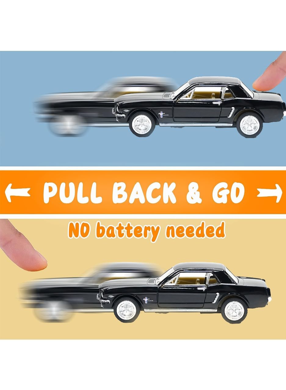 KiNSMART 1964 1/2 Ford Mustang 1:36 Scale 5" Die Cast Metal Model Classic Toy Car (Black)