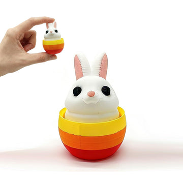 Easter Bunny Pop-Up Fidget Toy, 3D Printed Press Action Sensory Toy, 7cm Portable Stress Relief Toy for Adults & Teens, Easter Themed Desk Decor
