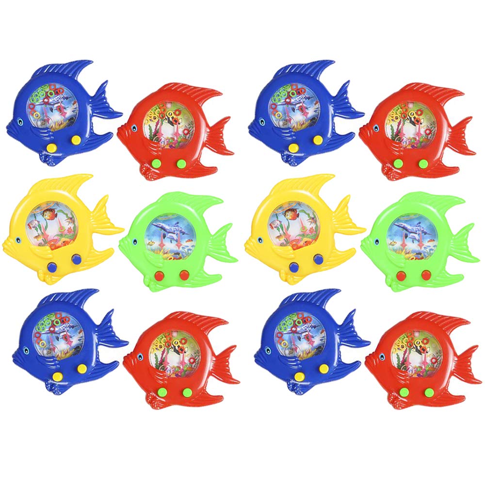 The Dreidel Company Fish Water Toy Game 5" (12-Pack), Handheld Water Games for Kids, Goody Bag Fillers, Birthday Party Favors for Children, Road Trip