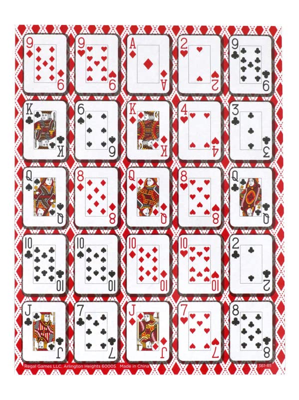 Regal Games - Poker Keeno Bulk Game Set - Includes 36 Two-Sided Boards, 600 Scoring Chips, 1 Deck of Standard Poker Cards - 72 Unique Board Layouts
