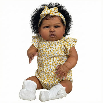 Hengluck Realistic Reborn Baby Dolls Black Girl 24 Inch Baby Soft Body Lifelike African American Newborn Baby Dolls Girl Looks Like a Real Baby Kids