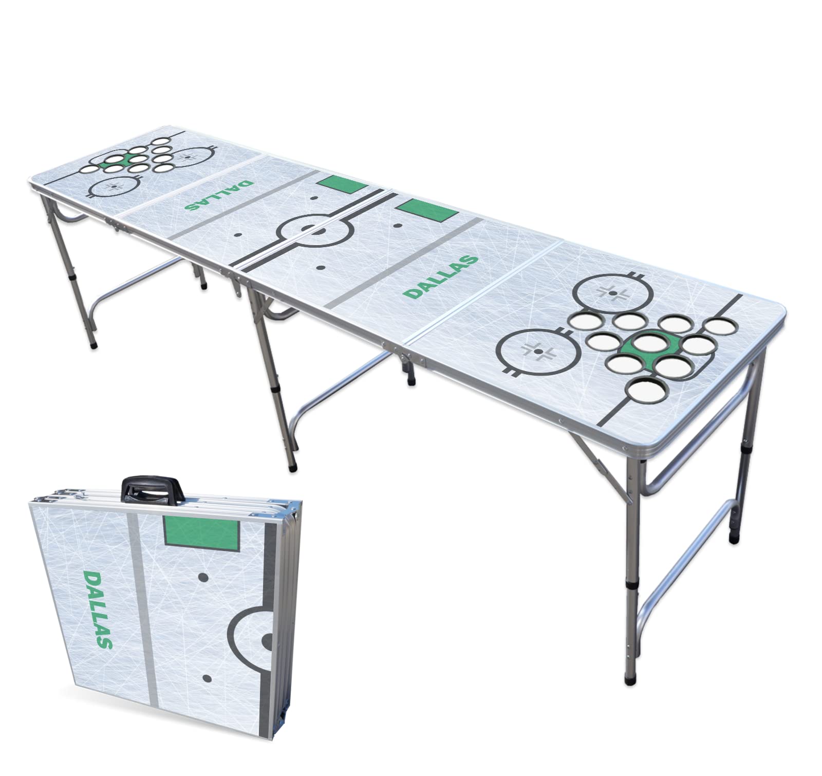 8-Foot Professional Beer Pong Table w/Cup Holes - Dallas Hockey Rink