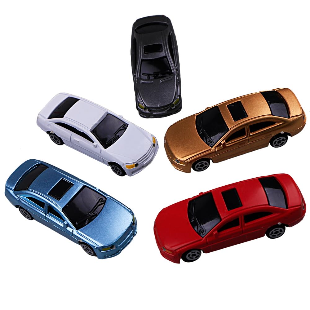 szzijia 5PCS 1:100 HO Scale Model LED Lighted Car with 12V Front and Rear Lights for Building Train Layout