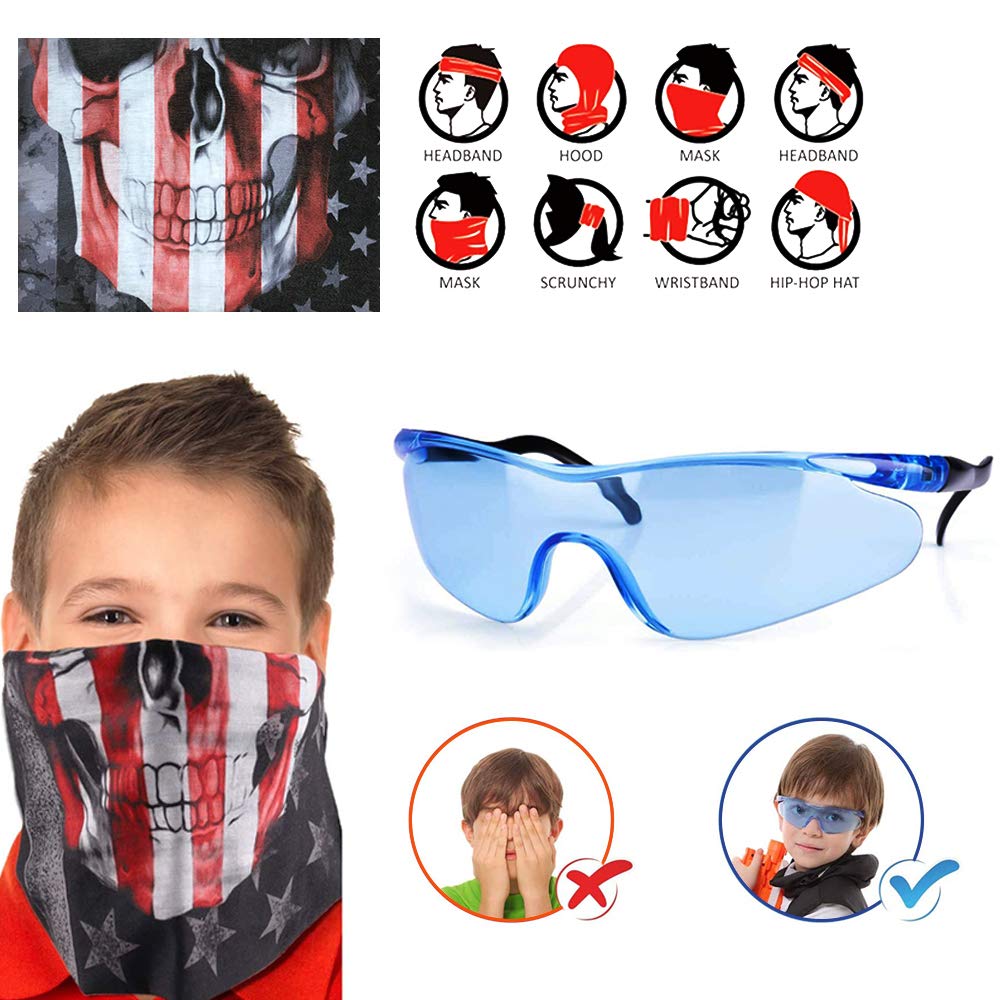 Kids Tactical Vest Kit for Nerf Guns N-Strike Elite Series with 40 Bullets Refill Darts, 2 Reload Clips, Dart Pouch, Tactical Masks, Hand Wrist Band