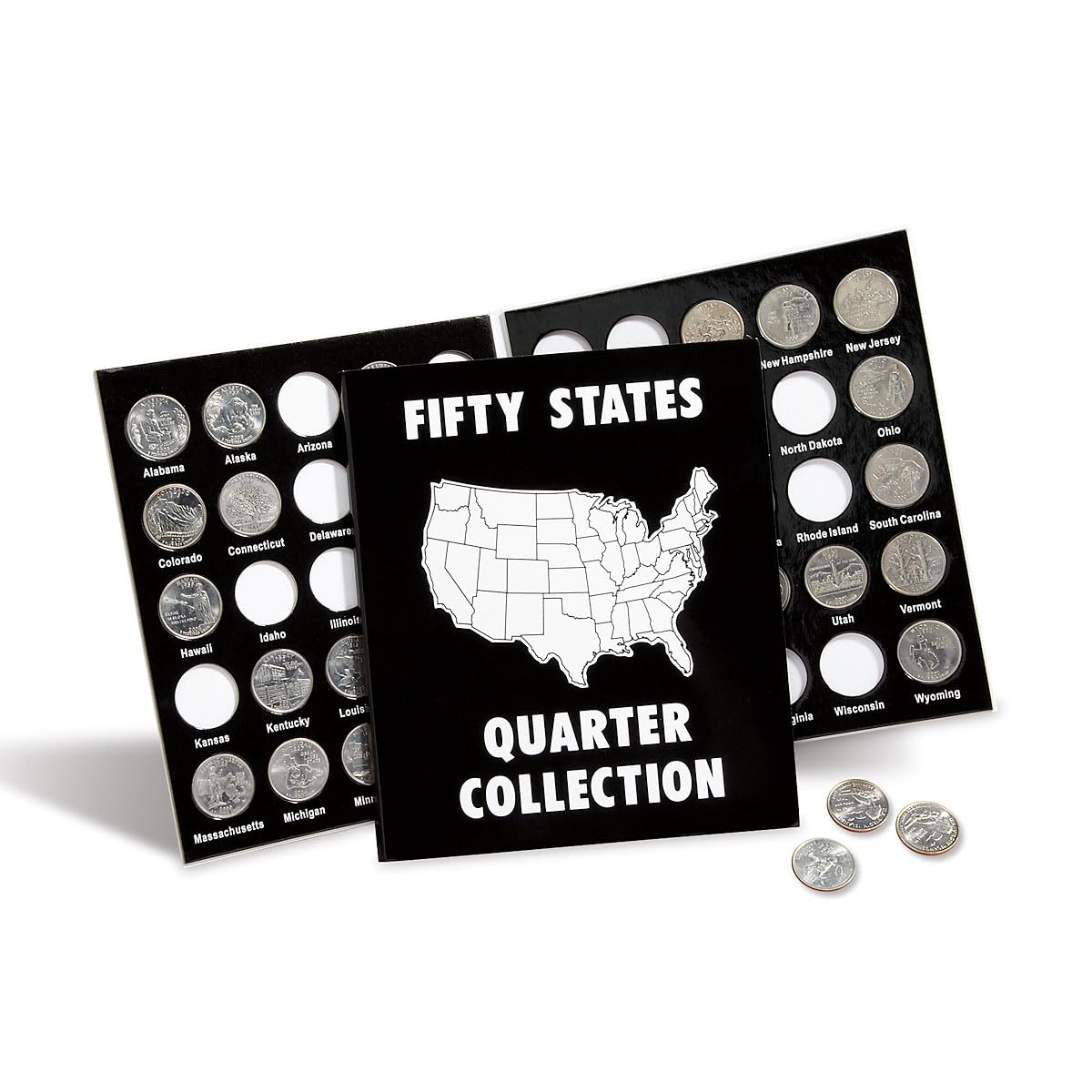 Current Collector 50 States Quarter Album - 1999-2009 Hard Cover United States Coin Collection Holder & Display Book, American History, Fun &