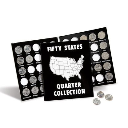 Current Collector 50 States Quarter Album - 1999-2009 Hard Cover United States Coin Collection Holder & Display Book, American History, Fun &