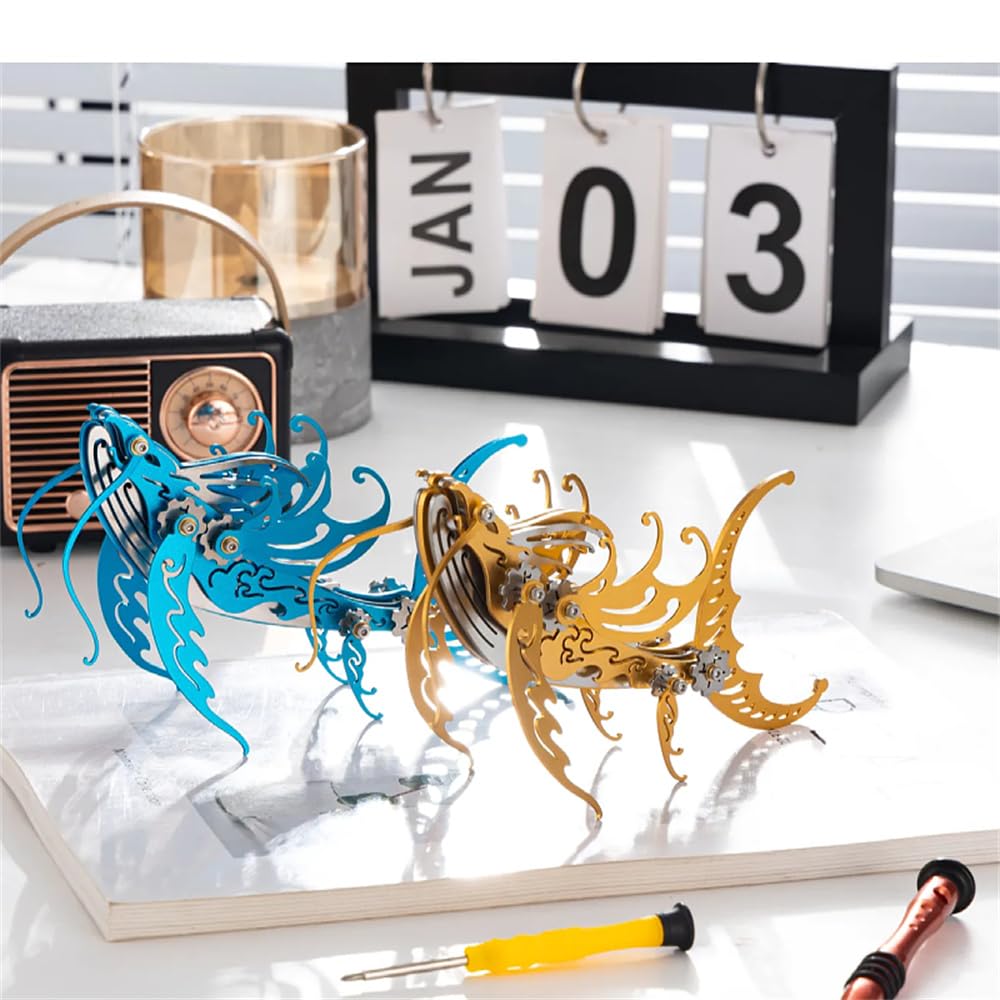 Mokrdomain Whale 3D Metal Puzzle, Blue, 92 Pieces