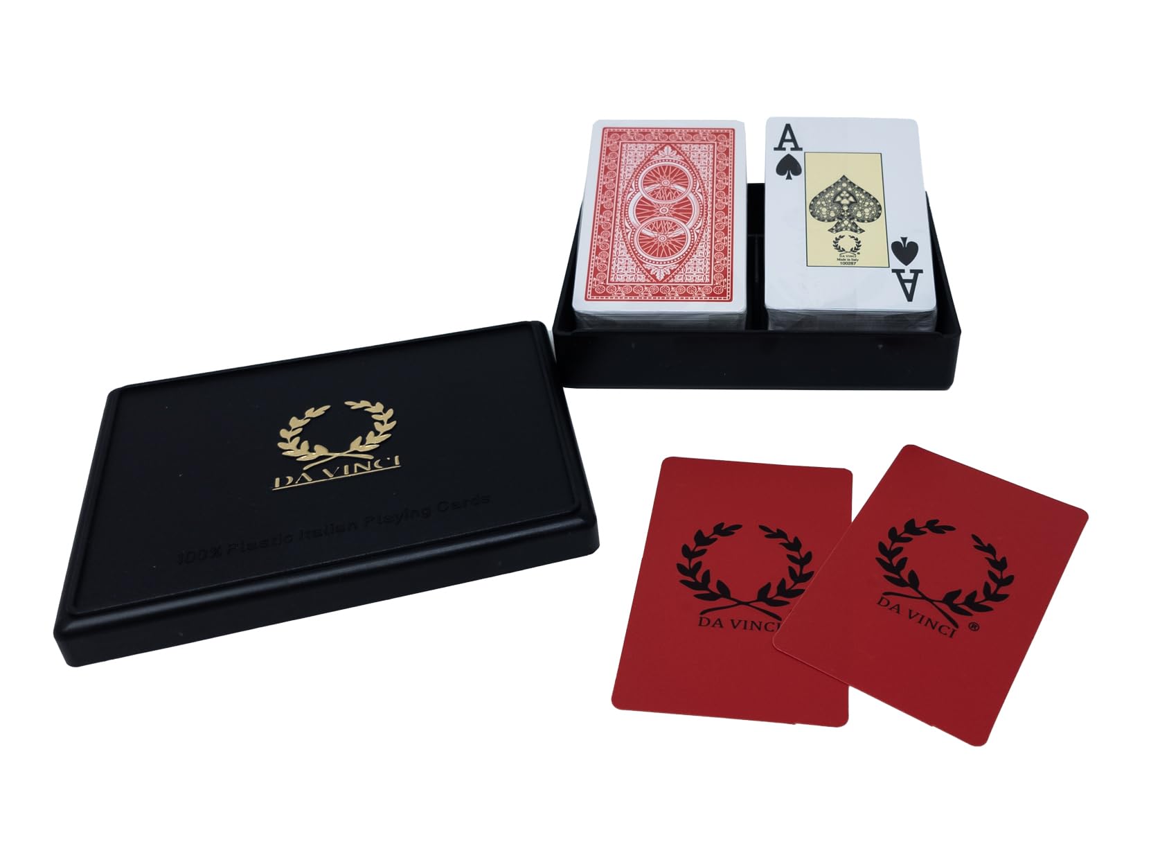 DA VINCI Ruote Italian 100% Plastic Playing Cards 2-Deck Set Bridge Size Large Index