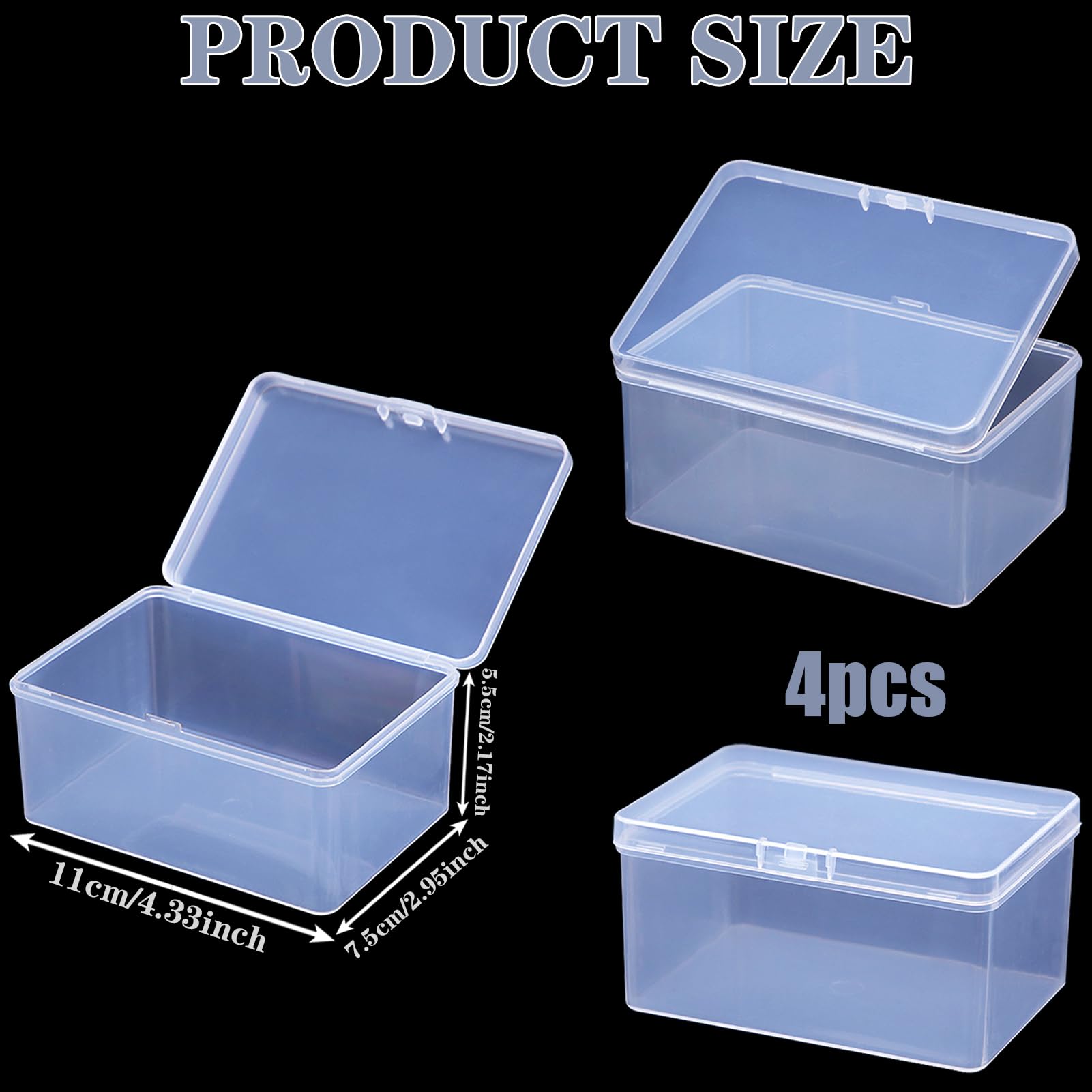Gansita 4Pcs Clear Playing Deck Card Storage Box Plastic Card Boxes Playing Card Boxs High Capacity Playing Card Case 4.3 x 2.95 x 2.17 Inch Organizer