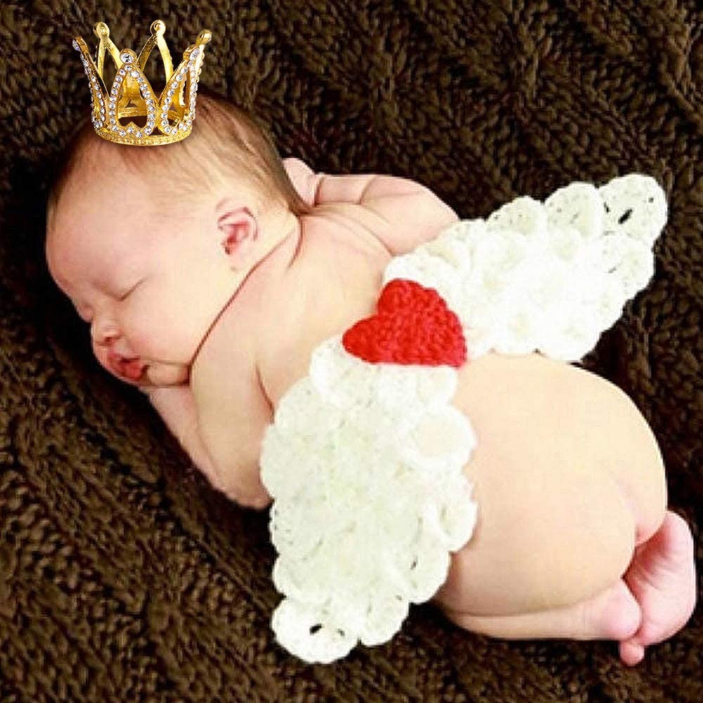 Mini Infant Crown Baby Princess Tiara Cake Topper Crystal Rhinestone Small Gold Cupcake Crown for Newborn Photo Prop Royal Prince Themed Birthday