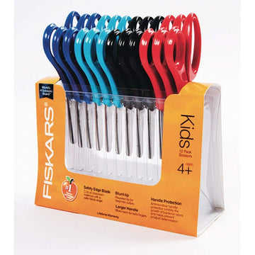 Children's Safety Scissors, Blunt, 5 in. Length, 1-3/4 in. Cut, 12/Pack
