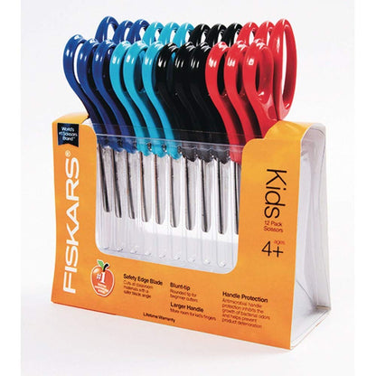 Children's Safety Scissors, Blunt, 5 in. Length, 1-3/4 in. Cut, 12/Pack
