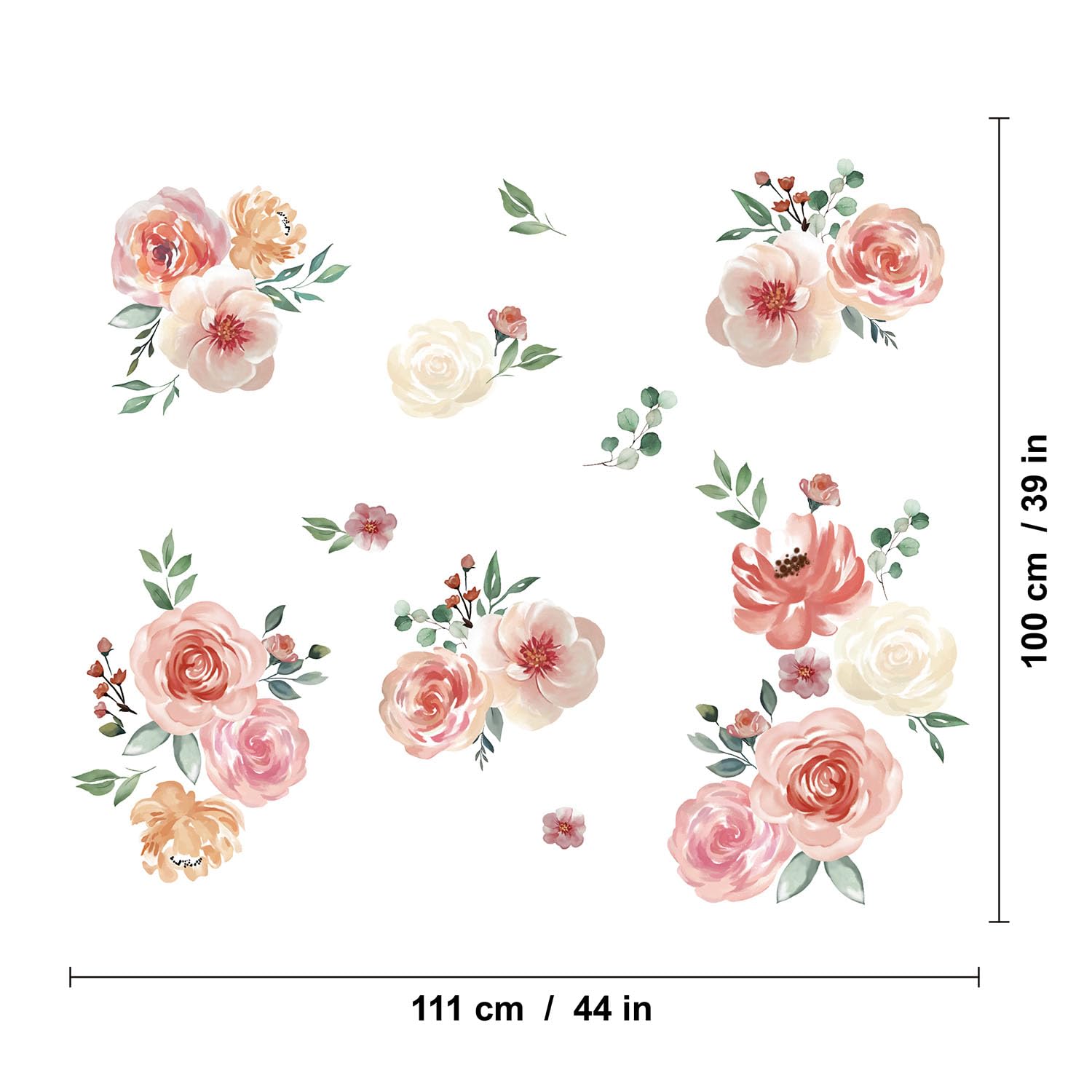 Pink Floral Wall Decals Large Flowers Wall Stickers for Bedroom Living Room Baby Girls Nursery Bedroom Wall Decor