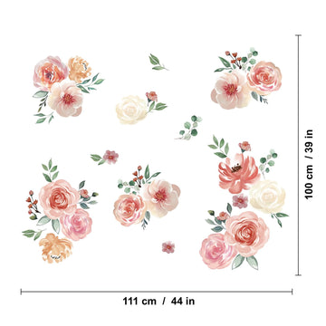 Pink Floral Wall Decals Large Flowers Wall Stickers for Bedroom Living Room Baby Girls Nursery Bedroom Wall Decor