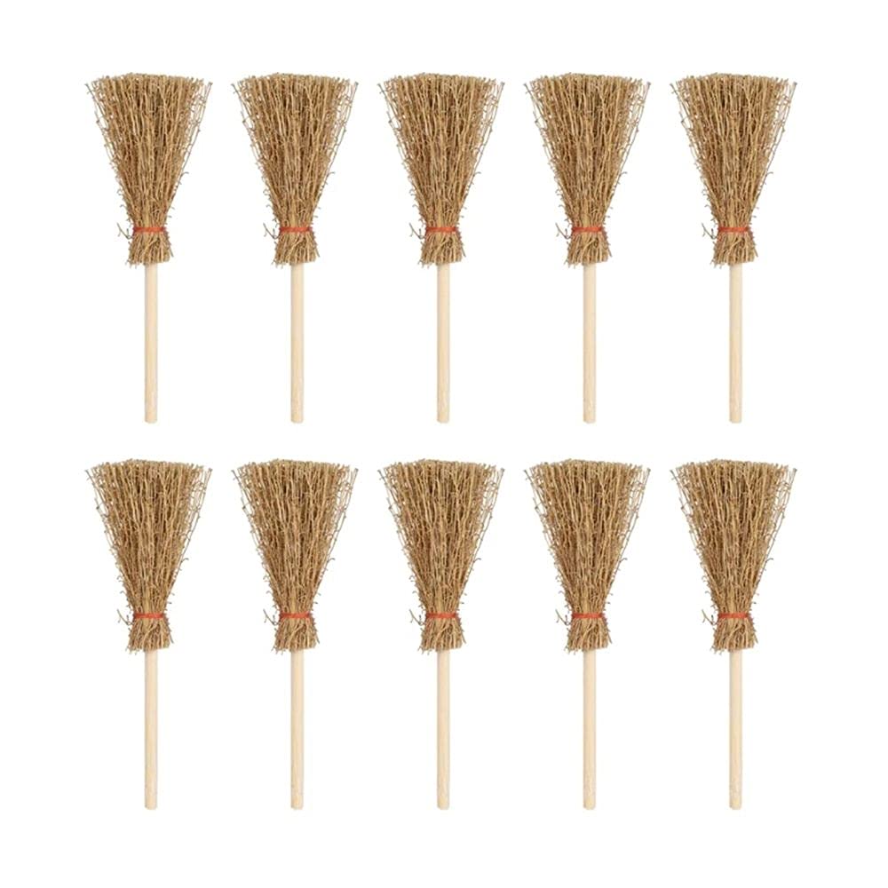 10Pcs Mini Brooms, Witch Straw Brooms, Brooms Accessories Props Miniature Artificial, Furniture Mini Furniture Halloween Decoration Accessory